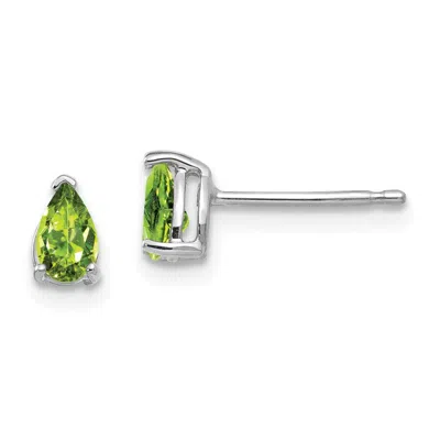 Diamond2deal 14k White Gold 5x3mm Pear Peridot Earrings