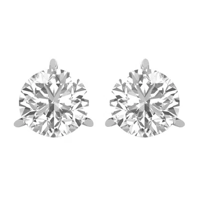 Diamond2deal 14k White Gold 6 Ct Round Lab Grown Diamond Solitaire Stud Earrings Color- E-f