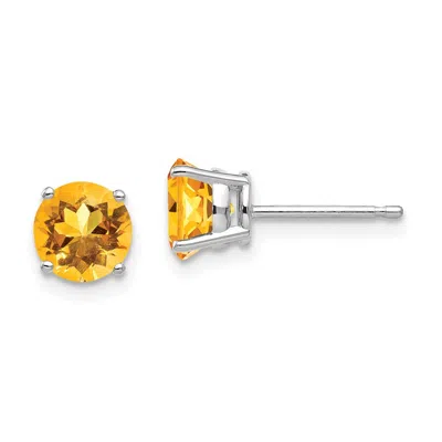Diamond2deal 14k White Gold 6mm Citrine Earrings