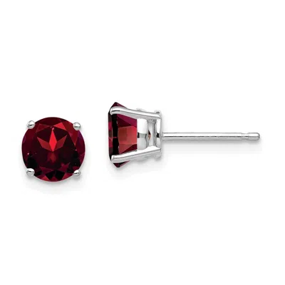 Diamond2deal 14k White Gold 6mm Garnet Earrings