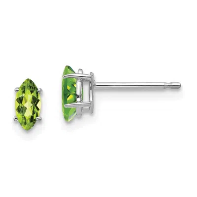 Diamond2deal 14k White Gold 6x3mm Marquise Peridot Earring