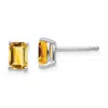 Diamond2deal 14k White Gold 6x4mm Emerald Cut Citrine Earrings