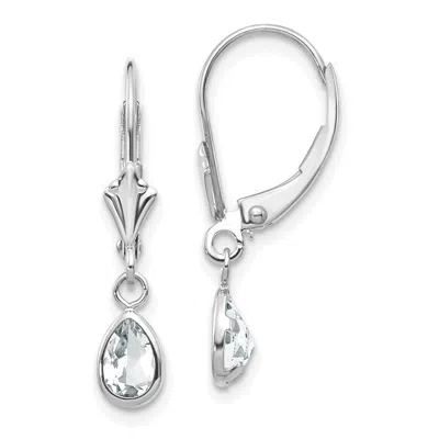Diamond2deal 14k White Gold 6x4mm White Topaz/april Earrings