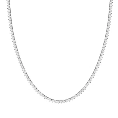 Diamond2deal 14k White Gold 7 Ct Lab Grown Diamond Straight Line Tennis Necklace In Silver