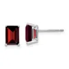 Diamond2deal 14k White Gold 7x5mm Emerald Cut Garnet Earrings