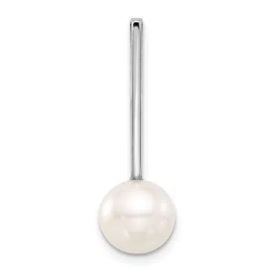 Diamond2deal 14k White Gold 8-9mm Round White Freshwater Cultured Pearl Drop Chain Slide In Neutral