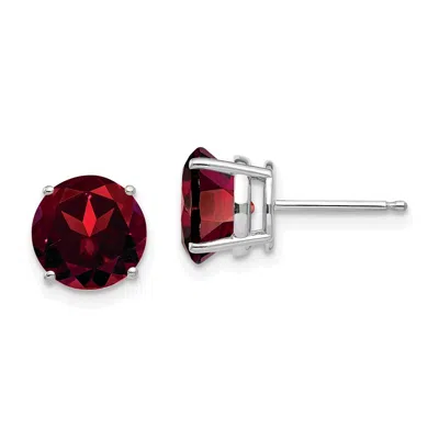 Diamond2deal 14k White Gold 8mm Garnet Earrings