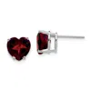 Diamond2deal 14k White Gold 8mm Heart Garnet Earring