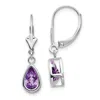 Diamond2deal 14k White Gold 8x5mm Pear Amethyst Drop Dangle Earrings