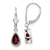 Diamond2deal 14k White Gold 8x5mm Pear Garnet Drop Dangle Earrings