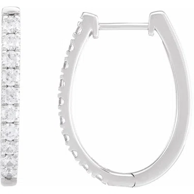Diamond2deal 14k White Gold 9/10ct Lab-grown Diamond Hoop Earrings Clarity Si, Color G-h