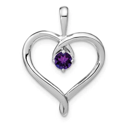 Diamond2deal 14k White Gold Amethyst Heart Pendant In Metallic