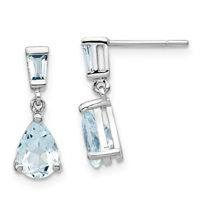 Diamond2deal 14k White Gold Aquamarine Dangle Earrings