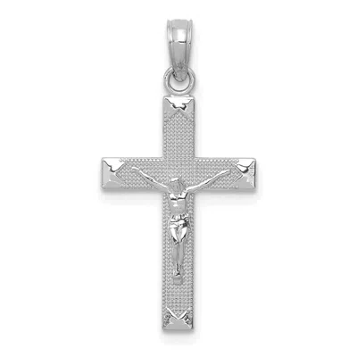 Diamond2deal 14k White Gold Beveled Tipped Crucifix Pendant