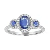 Diamond2deal 14k White Gold Blue Sapphire And Diamond Engagement Ring ( 0.90ct )