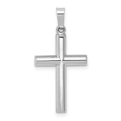 Diamond2deal 14k White Gold Brushed And Polished Hollow Latin Cross Pendant