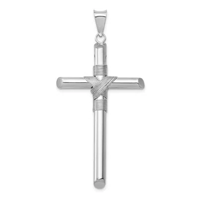 Diamond2deal 14k White Gold Center Wrap Tube Cross Pendant