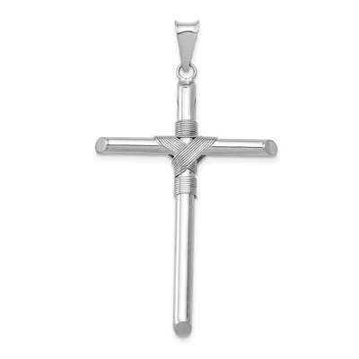 Diamond2deal 14k White Gold Center Wrap Tube Cross Pendant