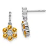 Diamond2deal 14k White Gold Citrine And Diamond Earrings