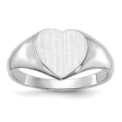 Diamond2deal 14k White Gold Closed Back Heart Signet Ring In Metallic