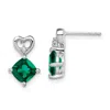 Diamond2deal 14k White Gold Created Emerald And Diamond Heart Earrings