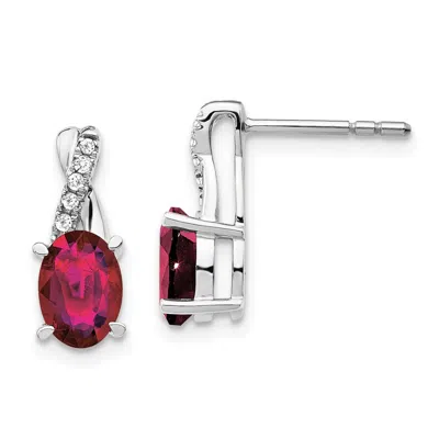 Diamond2deal 14k White Gold Created Ruby And Diamond Earrings