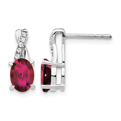 Diamond2deal 14k White Gold Created Ruby And Diamond Earrings In Multi