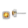 Diamond2deal 14k White Gold Cushion Citrine And Diamond Halo Stud Earrings