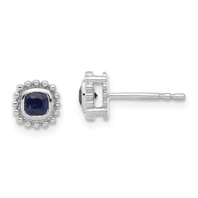 Diamond2deal 14k White Gold Cushion Sapphire Stud Earrings