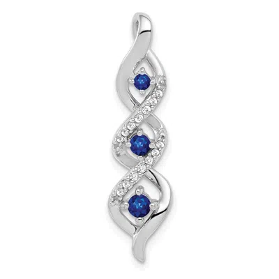 Diamond2deal 14k White Gold Diamond And .26 Sapphire Twisted 3-stone Chain Slide
