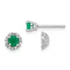 Diamond2deal 14k White Gold Diamond And Emerald Stud W/ Jacket Earrings