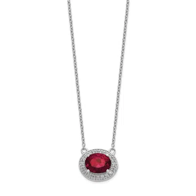 Diamond2deal 14k White Gold Diamond And Oval Ruby Pendant Necklace