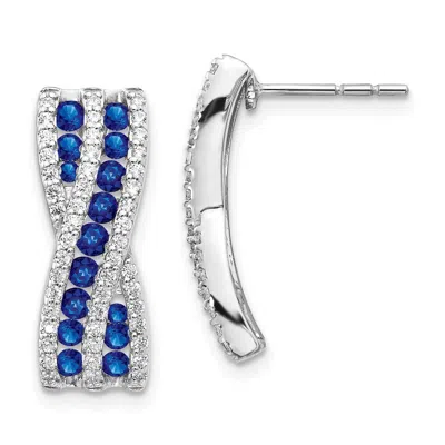Diamond2deal 14k White Gold Diamond And Sapphire Fancy Earrings