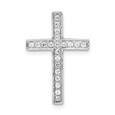 Diamond2deal 14k White Gold Diamond Cross Slide Pendant Pendant