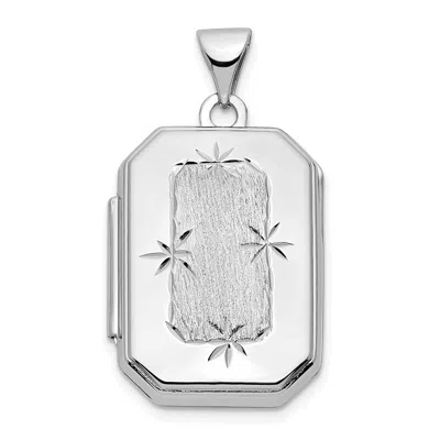 Diamond2deal 14k White Gold Diamond-cut Brushed 20mm Rectangular Locket Pendant