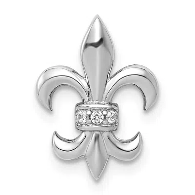 Diamond2deal 14k White Gold Diamond Fleur De Lis Chain Slide In Metallic