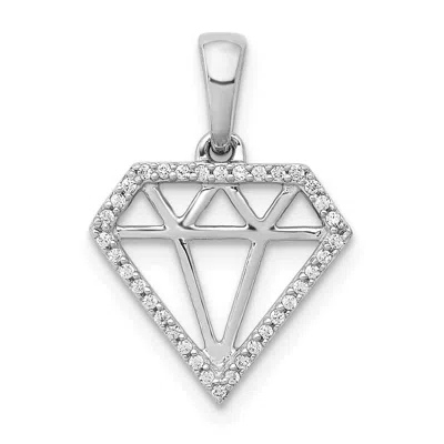 Diamond2deal 14k White Gold Diamond Gemstone-shape Pendant In Metallic