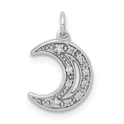 Diamond2deal 14k White Gold Diamond Moon Charm Pendant In Metallic