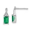 Diamond2deal 14k White Gold Emerald And Diamond Earrings