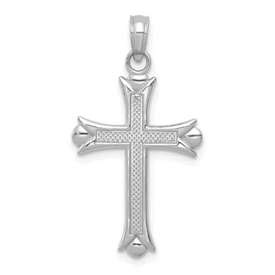 Diamond2deal 14k White Gold Fleur De Lis Cross Pendant