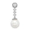 Diamond2deal 14k White Gold Freshwater Cultured Pearl & Diamond Chain Slide Pendant