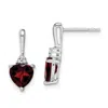 Diamond2deal 14k White Gold Garnet And Diamond Heart Earrings