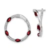 Diamond2deal 14k White Gold Garnet And Diamond Hoop Earrings