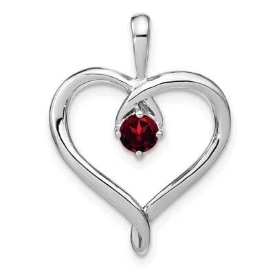 Diamond2deal 14k White Gold Garnet Heart Pendant In Silver