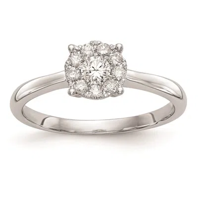 Diamond2deal 14k White Gold Halo Cluster 1/3 Ct Diamond Engagement Ring