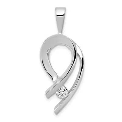 Diamond2deal 14k White Gold Holds 1-4mm Diamond Slide Pendant In Metallic