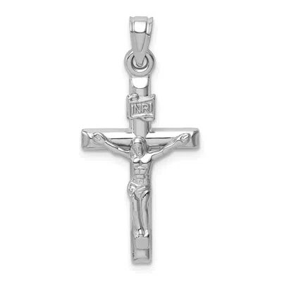 Diamond2deal 14k White Gold Hollow Crucifix Pendant