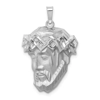Diamond2deal 14k White Gold Hollow Polished And Satin Large Jesus Medal In Metallic