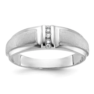 Diamond2deal 14k White Gold Lab Grown Diamond 3-stone Band Ring 0.05ct Clarity- Vs Color- G-h