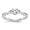 Diamond2deal 14k White Gold Lab Grown Diamond 3-stone Band Ring 0.6ct Clarity- Vs Color- G-h In White